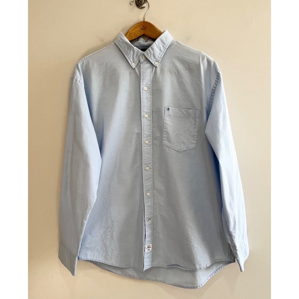 Izod Newport Oxford Button Down Shirt Mens XL Blue Relaxed Classic Long Sleeve